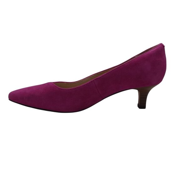 Clarks Shondrah Ruby Hot Pink Suede Kitten Heel Pumps Womens 9.5 Wide - Picture 3 of 13